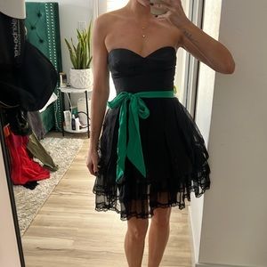 Black Lace and Silk Tube Top Dress Size Xxs